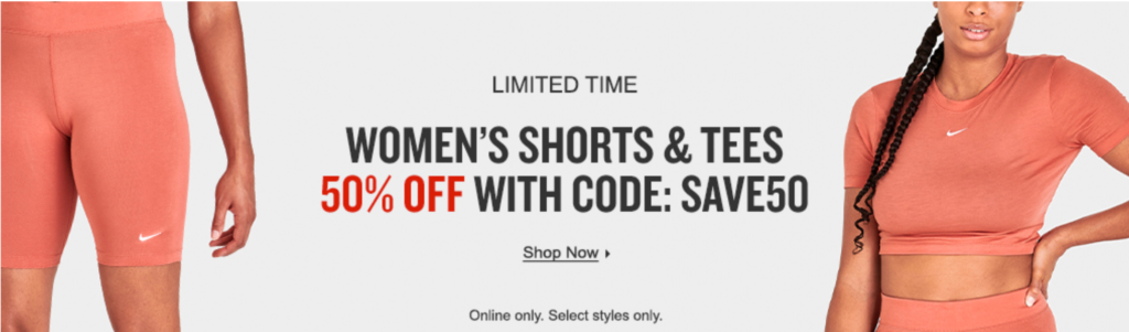 Finishline Extra 50% off Women’s Shorts & Tees