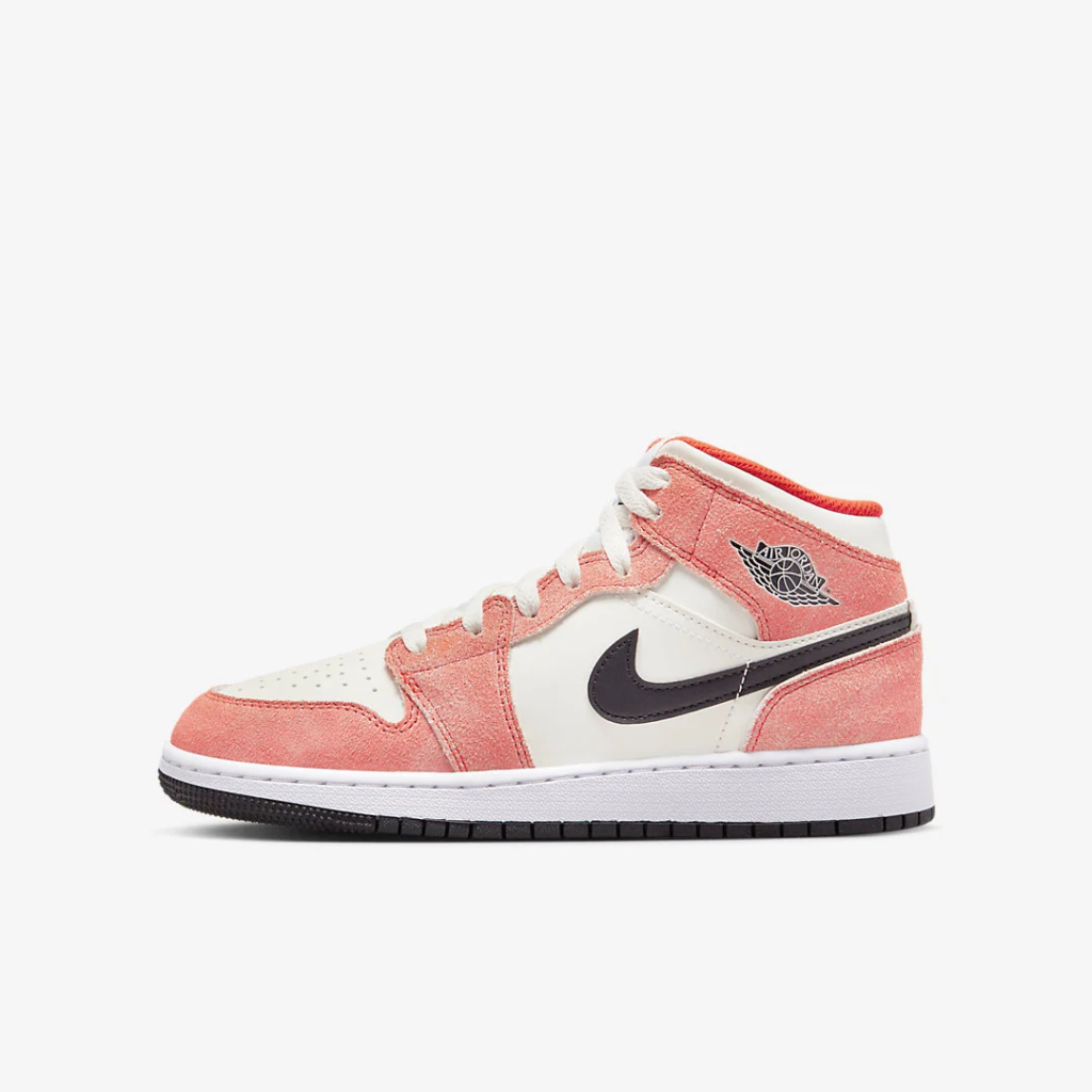 GS Air Jordan 1 Mid ‘Orange Suede / Sail’