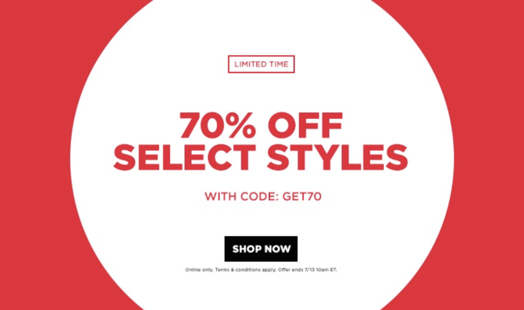 70% off Select Styles via FINISHLINE