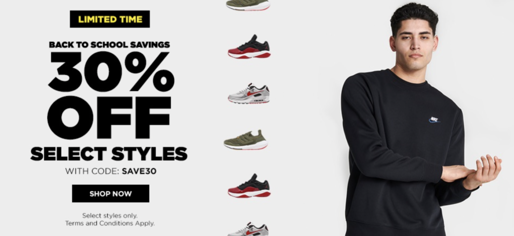 30% off Finishline BACK TO SCHOOL SALE!!!!