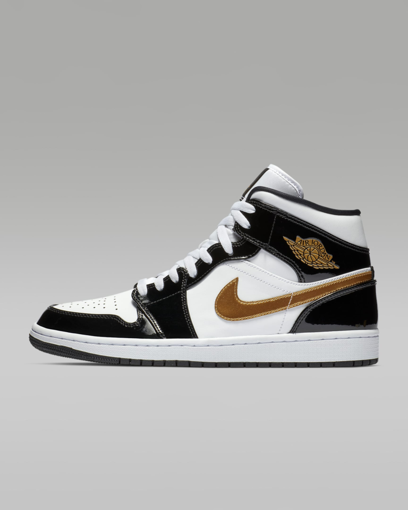 Air Jordan 1 Mid Patent ‘Black / Gold’ 8.00 Free Shipping