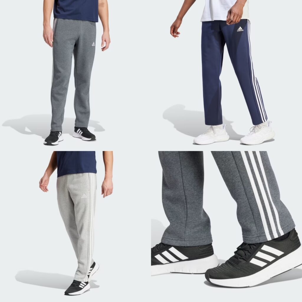 adidas Essentials 3-Stripes Open Hem Fleece Pants .75 Free Shipping