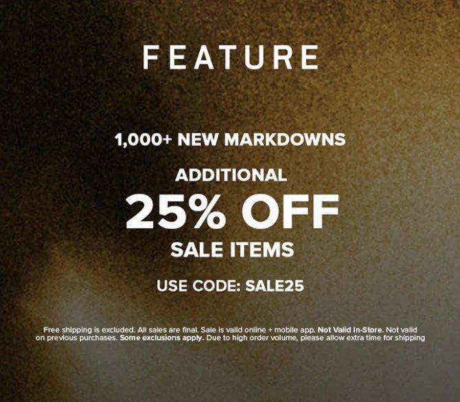 Extra 25% Off Select Sale Items via FEATURE