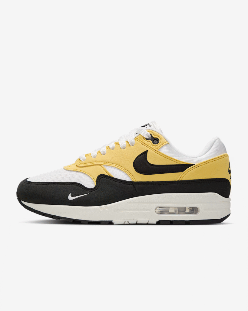 Women’s Nike Air Max 1 ’87 Textile ‘Saturn Gold / Black’ .17 Free Shipping
