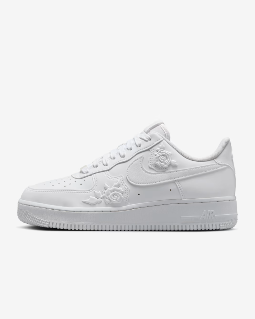 Women’s Nike Air Force 1 ’07 ‘White Roses’ 1.25 Free Shipping