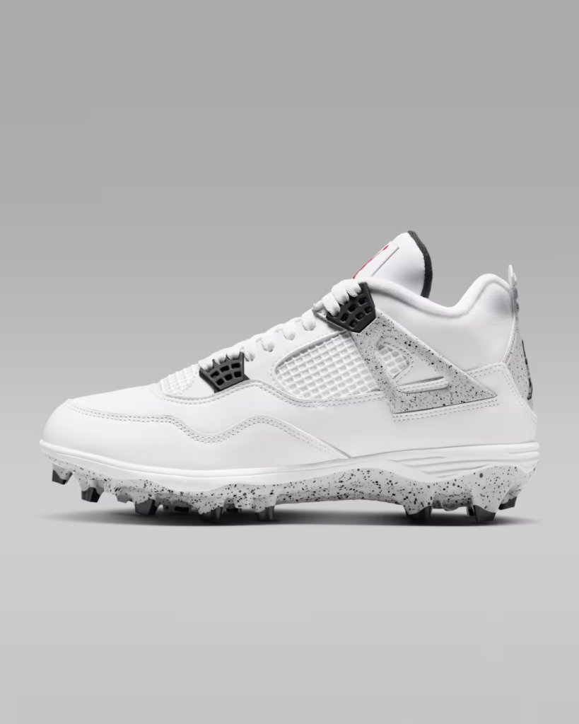 Jordan 4 Retro TD Football Cleat ‘White / Tech Grey’ $153.75 Free Shipping